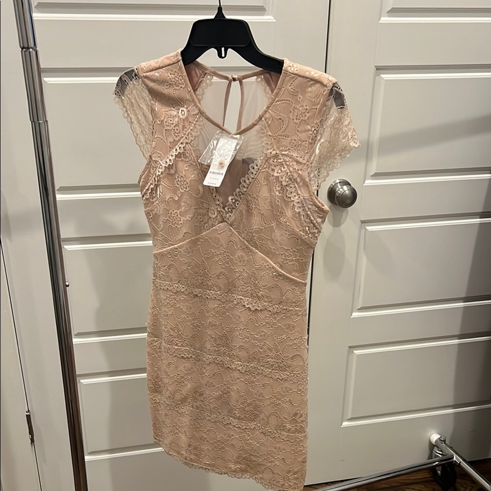 Elegant Lace Dress in blush/Cream